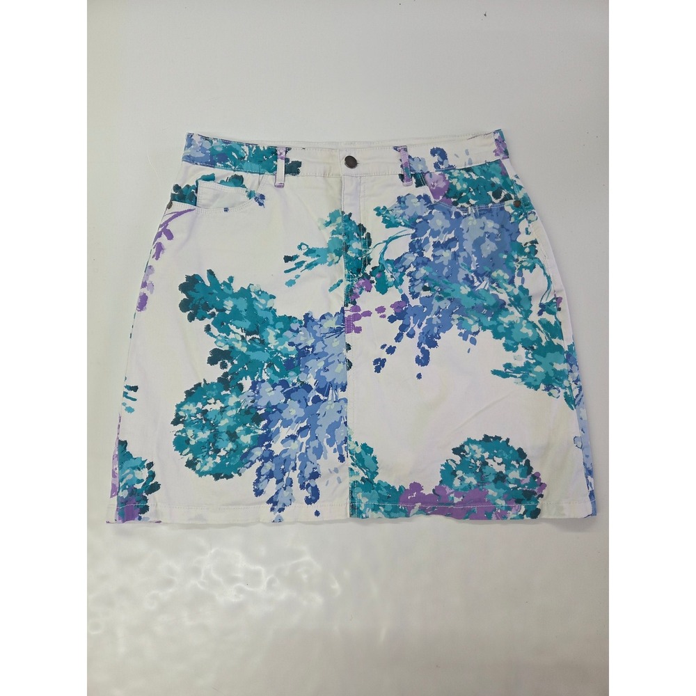 Croft & Barrow Womens Floral Skort Size 10 Blue Purple White Stretch Cotton Mini